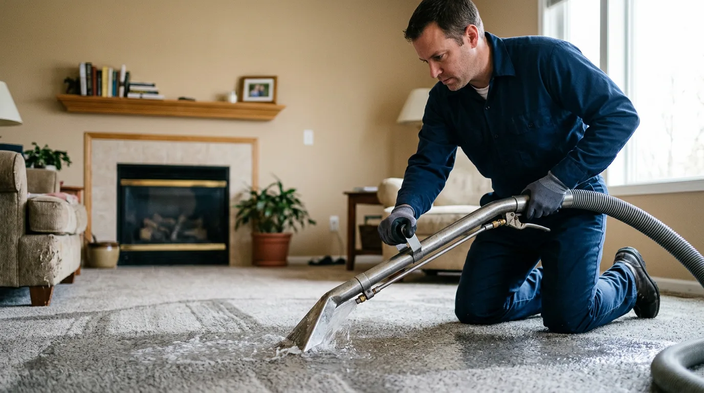 Water damage restoration technician working near Fennimore, WI